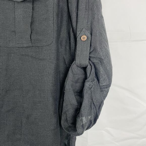 🍒 Vtg Liz Claiborne Sport Linen Blend Sheer Safari Button Up Down Sexy‎ Small - Picture 3 of 6